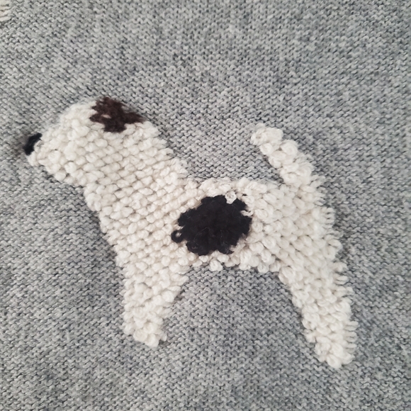 LOFT Petites Gray with White Terrier Dogs Sweater - Picture 3 of 6
